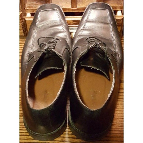Perry Ellis Portfolio Style Square Toe Black Dress Shoes 10.5 M Lace Up Oxfords - Picture 3 of 12